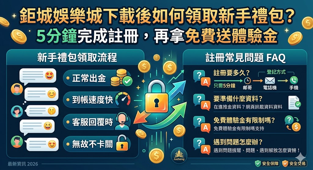 鉅城娛樂城下載後如何領取新手禮包？5分鐘完成註冊，再拿免費送體驗金