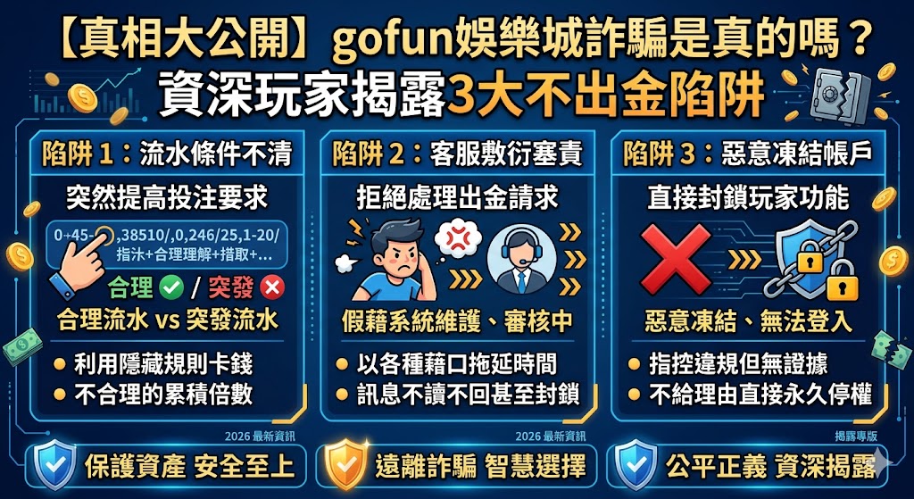 【真相大公開】gofun娛樂城詐騙是真的嗎？資深玩家揭露3大不出金陷阱